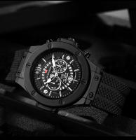 Reloj De Cuarzo Para Hombre De 48mm Con Dial Negro Y Diseño De Agujeros En Blanco Y Negro Estilo Deportivo Resistente Al Choque Y Al Agua - details 0