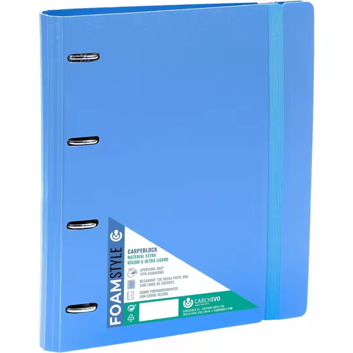 Carchivo Carpebloc Archivador de Anillas A4 Azul - 32 Cm - 1