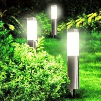 Lámpara Solar De Acero Inoxidable Para Jardín Y Paseo Exterior Cilíndrica Larga Instalación Plug-in Iluminación De Paisaje - details 8