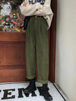 Nuevas Pantalones Casuales Para Mujer Cintura Alta Color Sólido Corduroy Pierna Recta Suelta Botones Talla Ajustable Todo El Año - details 3