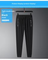 Pantalones Casuales Para Hombre Verano 2025 Ice Silk Delgados Talla Grande Cintura Baja Secado Rápido Joggers De Pierna Ancha Hasta El Tobillo - details 12