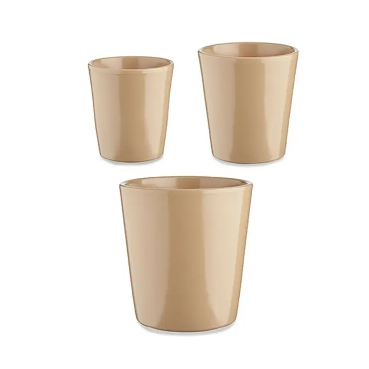 Set de Macetas Ibergarden CONICO-1019 Beige Arcilla Cónica Ø 14 cm Ø 22 cm Ø 17 cm 3 Piezas - 1