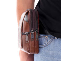 Bolsa De Cintura Para Hombre En Cuero PU Retro Multifuncional Estilo Casual Con Compartimento Para Móvil Y Cinturón - details 2