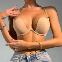 Sujetador De Push up Para Mujer Sin Espalda Estilo Sexy Recogedor Invisibles Sin Costuras De Corte Profundo Bragas De Boda Lencería Transparente Sin Aros - details 17