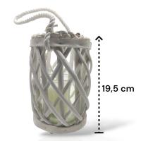 Buscodecor - Portavelas Cesta Blanco con Vaso de Cristal + Vela Blanca, Para Colgar o Apoyar en la Mesa, Regalo Ideal, Navidad. - details 1