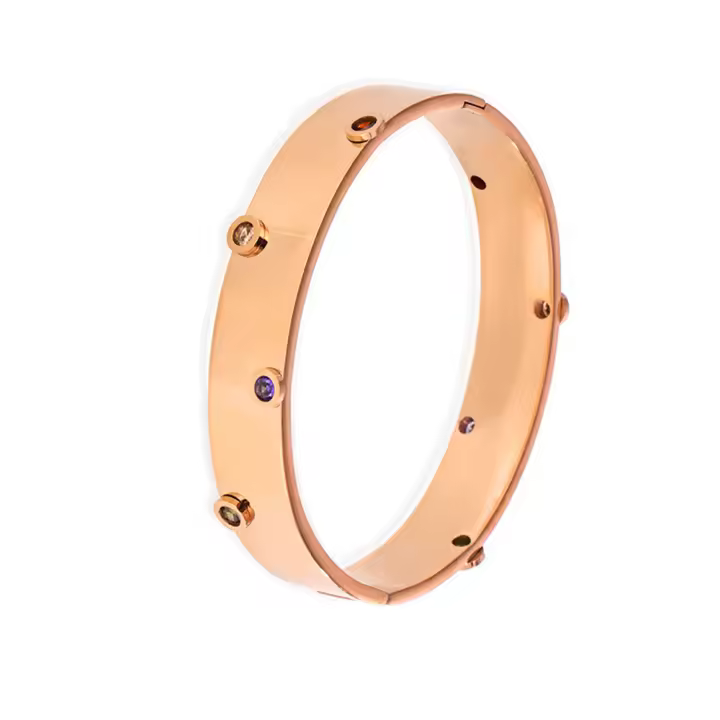 Pulsera de acero inoxidable con hoja de arce a la moda, puño multicolor dorado, textura para mujer - 1