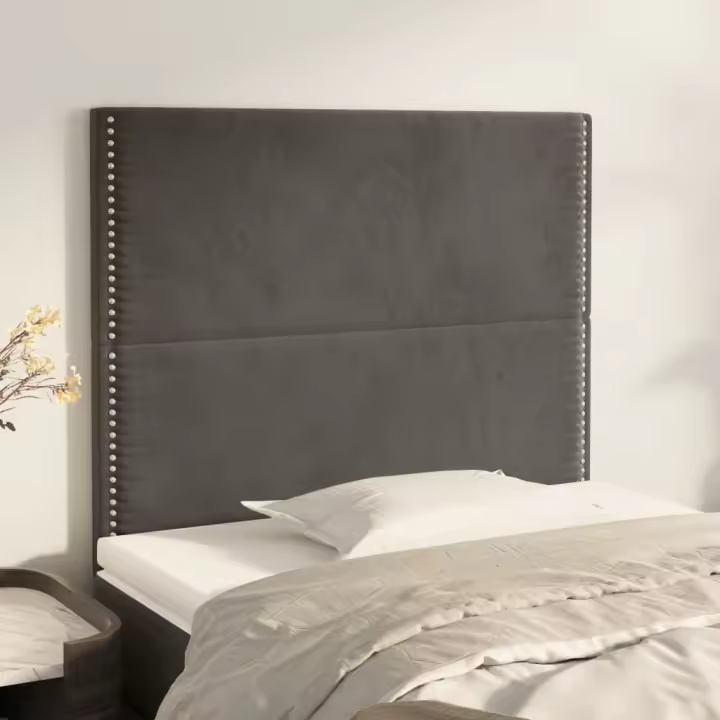vidaXL Cabeceros 2 unidades de terciopelo gris oscuro 100x5x78/88 cm - 1
