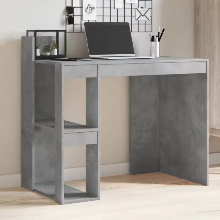 vidaXL Escritorio de oficina madera ingeniería gris 103,5x56,5x94 cm en color Gris sonoma/Blanco/Roble Sonoma y más | estructura resistente ideal para salón dormitorio o estudio - 1