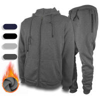 Conjunto Deportivo De 2 Piezas Para Hombre Con Capucha Estilo Casual Traje De Correr Con Bolsillos Cremallera Material De Poliéster Grueso - details 10