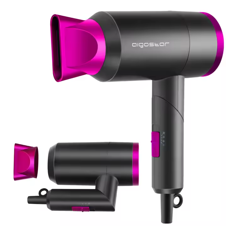 AIGOSTAR Secador de Pelo - Mango Plegable, 2 Velocidades, 3 Temperaturas. Incluye Boquilla Concentradora de Calor. Perfecto para Viajes. 1800W - 1