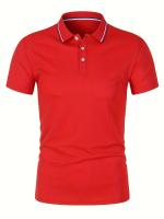 Camisa Polo Hombre Verano Transpirable Cómoda De Color Sólido Cuello Redondo Manga Corta Alta Calidad Ropa Casual De Calidad - details 24