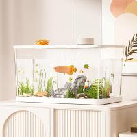 HUA PET Mini Acuario Transparente Resistente Al Desplome Para Plantas Hidroponicas Con Tapa Ecologico Para Escritorio Hogar Tanque Lento Para Tortugas - details 1
