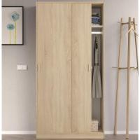 Meimon Armario ropero de 2 puertas correderas en acabado Roble Canadian, con barra de colgar extraíble, estante interior, guías y tiradores ABS, interior blanco, estructura en tablero melaminizado E1 de 15 mm, 200x100x50 cm - details 0