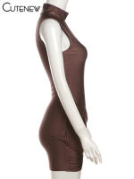 Vestido Mini Para Mujer Nibber Cross Conciso Elegante Y Moderno De Verano Sin Mangas Cuello Erguido Ajustado Chic Para Fiestas Y Calle - details 2