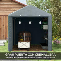 Outsunny Carpa para Herramientas Bicicletas y Motos 1,6x2,2x1,7 m Garaje Portátil con 2 Habitaciones Puerta con Cremallera Impermeable Anti-UV Cochera Portátil para Jardín Gris Oscuro - details 5