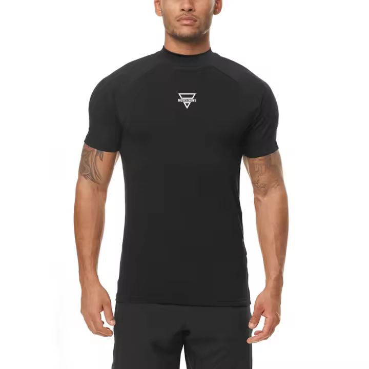 Gym Bodybuilding Sport Slim Fit T-Shirt Men Casual Fashion Short Sleeve Print Shirts Men Workout Training Fitness Quick Dry Tops - 1