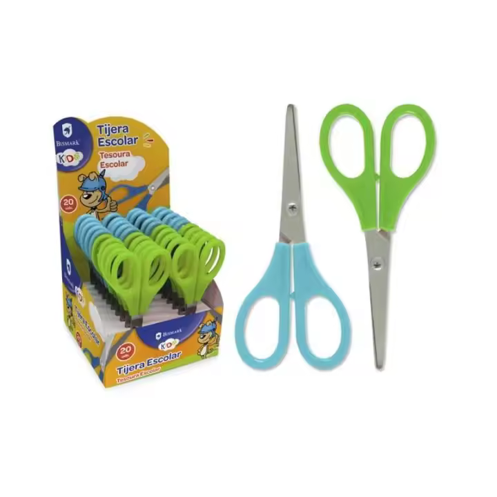 Bismark expositor kids de 20 tijera escolar - mangos en plastico - punta roma - color surtido (20 uds) - 1