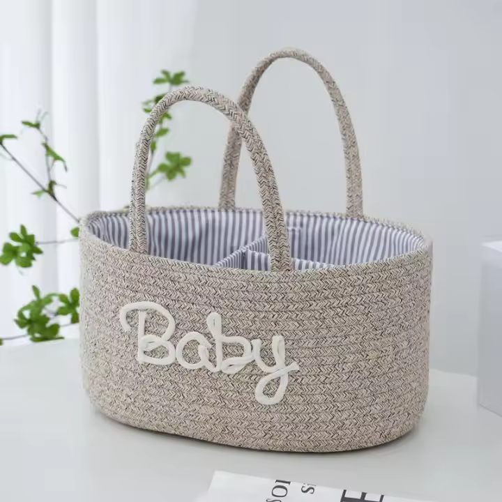 Bolsa De Pañales Multifuncional Para Viajes Portátil Para Mamá Cesta De Almacenamiento De Pañales De Algodón Con Cordón Estilo Unisex - 1