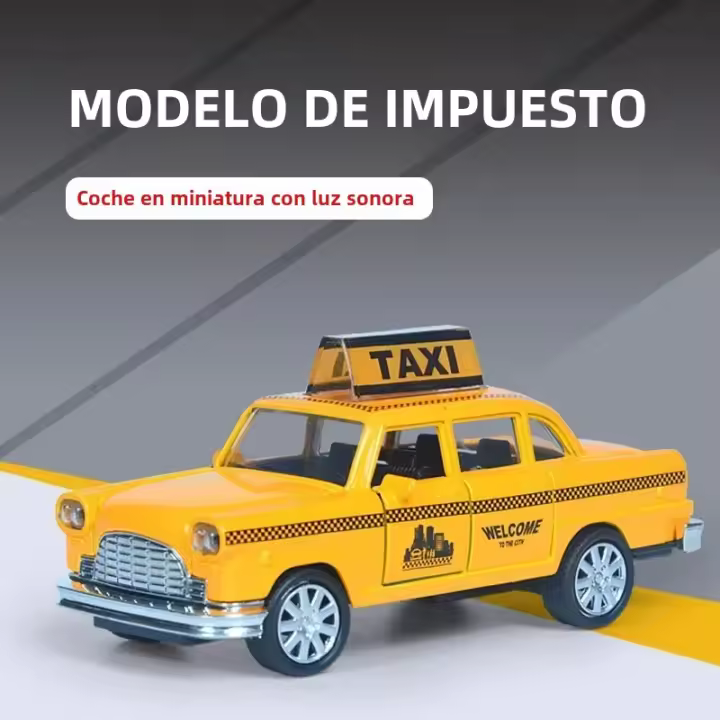 Modelo De Taxi Retro 1/32 En Aleación Juguete De Coche Miniatura Con Sonido Y Luz Regalo Para Niños Edad 4-6 Años Colección De Automóviles - 1