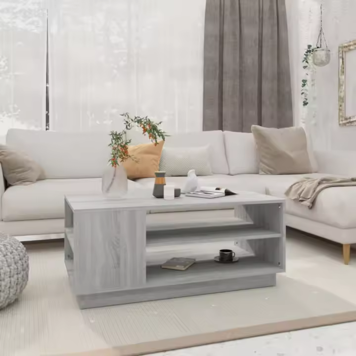 vidaXL Mesa de centro madera de ingeniería gris Sonoma 102x55x43 cm - 1