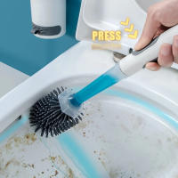 Juego De Cepillo De Inodoro Para El Hogar Con Soporte Montado En La Pared Silicone Recargable Para Limpieza De Esquinas Herramientas De Baño - details 12