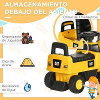 HOMCOM Tractor Correpasillos con Licencia Caterpillar Excavadora para Niños de 18 a 36 Meses con Pala Delantera y Bocina Carga 25 kg 78x29,5x54 cm Amarillo - details 5