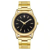 Reloj De Cuarzo De Lujo Dorado Para Parejas 2PCS Temporalidad Elegante Con Correa De Aleación Moda Casual Sin Resistencia Al Agua - details 4