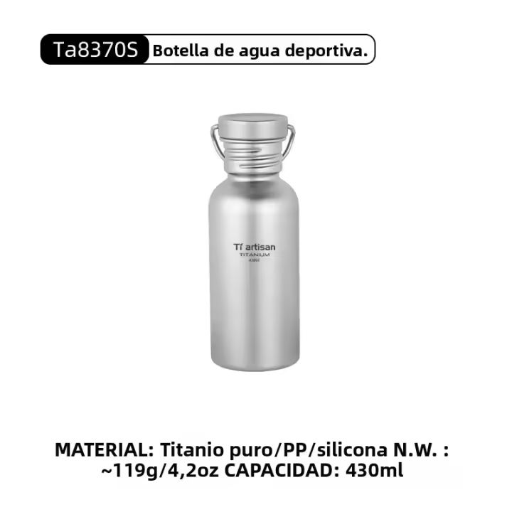 Botella Deportiva De Titanio Tiartisan Para Camping Y Ciclismo 430ml 600ml 750ml Portátil Y Ultraligera Bebida - 1