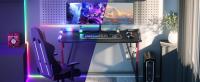 Escritorio Gaming con LED - 100x60cm Mesa de Ordenador Esport Ergonómico, Marco Z Fibra de Carbono Estable Fácil de Montar, Gancho Auriculares para Juegos Estudiar Trabajar - details 6