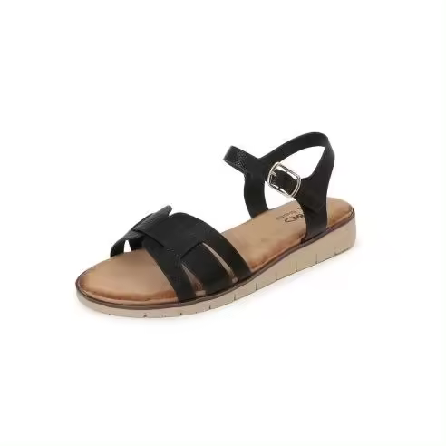 Teovel Sandalia Mujer Suela Baja - Ref HF-50 - Empeine Tiras Cruzadas - Ajuste Hebilla - Altura Suela 2cm - Plantilla Acolchada - Primavera/Verano 25 - - 1