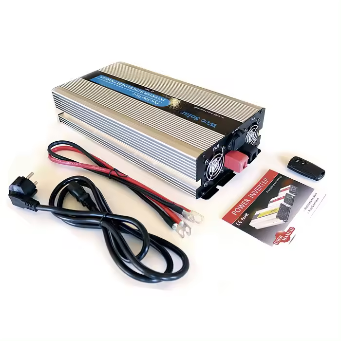 Plusenergy - Inversor solar 3000w 12v Onda pura LCD+Mando+Cables+Cargador - 1