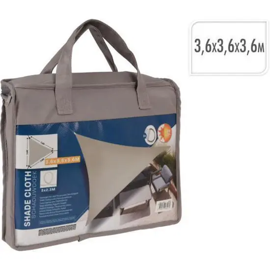 TOLDO TRIANGULAR 360X360X360CM C/BOLSA GRIS PARDO - 1