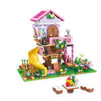 Bloques De Construcción De Villa Creativa Para Verano Juguete DIY Para Niñas Regalo De Navidad Villa Al Aire Libre Con Árbol - details 2