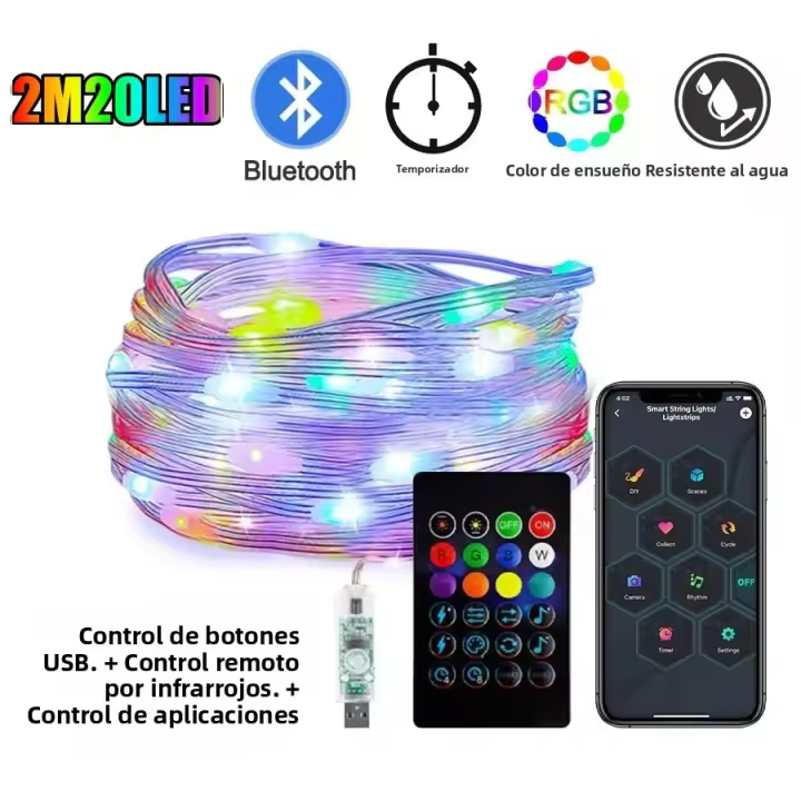 Luces Inteligentes De Navidad Cadena De Luces Bluetooth Conexión USB Enchufe LED Guirnalda Decoración De Casa Fiesta Navidad Árbol - 1