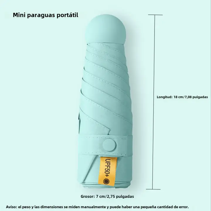 Paraguas de viaje para helbres y Mujeres, Sombrilla compacta ultraligera, Mini, portátil, impermeable, plegable - 1