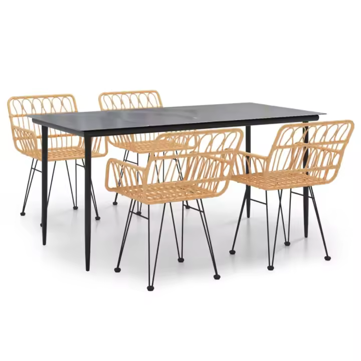 vidaXL Juego de comedor de jardín 5 piezas ratán sintético - 1