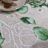 manteles mesa, mantel, Textil de cocina y mesa, mesa comedor, mantel mesa rectangular, Fiesta, cocina, Rectangular, Lavable, Impermeable, Plantas, Flores, Hojas verdes, Rosa, fondo beige, flores rosas, Estampado de flores.. - details 1