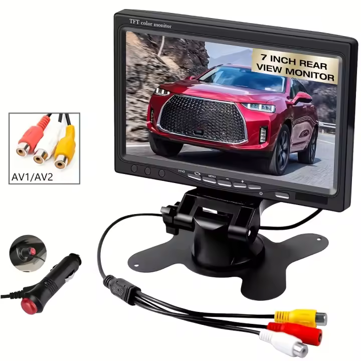 Monitor De Coche 7 Pulgadas Pantalla TFT LCD Color Para SUV Van Camión Entrada De Video V1/V2 Entrada De Alimentación 12V/24V Entrada De Cámara CVBS - 1