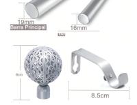 Barra de Cortina Extensible, Barra Universal Decorativa de Metal Color varios Blanco y Negro, Bola Red16-19 mm Diámetro, Tamaños 70-120/120-210/160-310cm - details 1