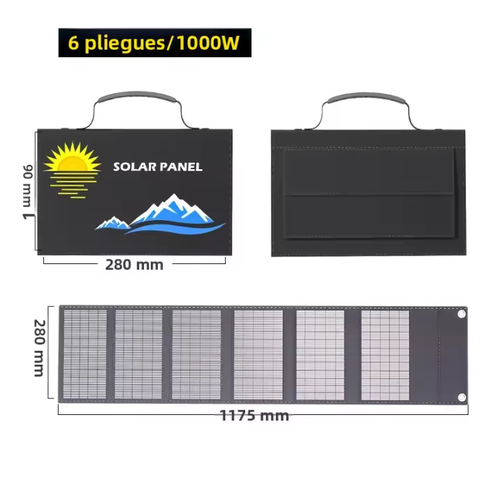 Panel Solar Portátil Plegable Bolsa 1000W Carga Rápida Con USB+DC Adecuado Para Senderismo Camping Y Teléfonos Móviles - 1