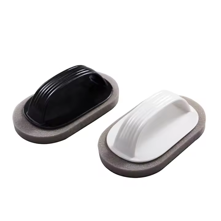 Cepillo de limpieza mágico, cepillo de esponja Nano Emery con mango, con mango Cepillos de limpieza de cocina Uso doméstico Herramienta de limpieza de cocina (Blanco y negro 2 piezas) - 1