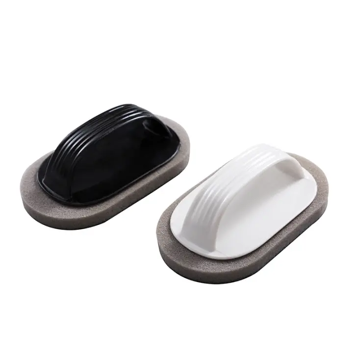 Cepillo de limpieza mágico, cepillo de esponja Nano Emery con mango, con mango Cepillos de limpieza de cocina Uso doméstico Herramienta de limpieza de cocina (Blanco y negro 2 piezas) - 1