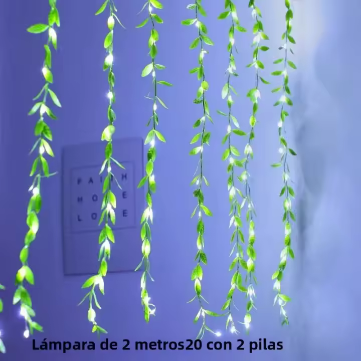 Lámpara De Imitación De Hojas Con Caja De Batería 20 Luces Siempre Encendidas Para Decoración De Puerta De Hierro Forjado Cobre - 1