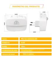 Lámpara Nocturna LED Con Sensor De Movimiento EU US Socket AC 85-265V Inducción Humana 3 Colores Enchufe En Pared Para Dormitorio Pasillo - details 1