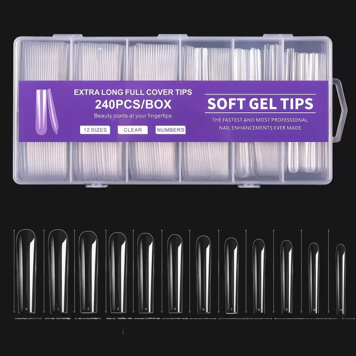 240pcs Uñas Postizas XXL Super Largas De Ballerina Uñas Press on Con Tapa Completa De Gel Mate Art De Uñas Falsas Capuchones Americanos - 1