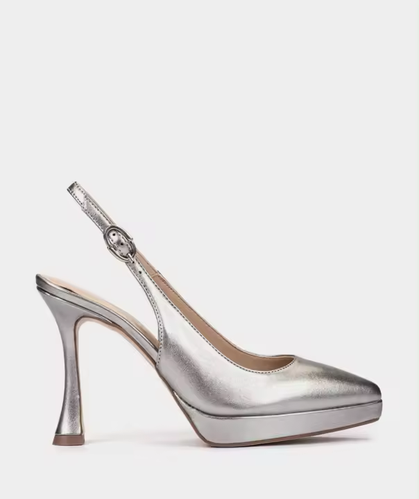 Pedro Miralles Zapatos de tacón destalonados con plataforma modelo RENA en tonos Metalizados. Hecho a mano en España. - 1