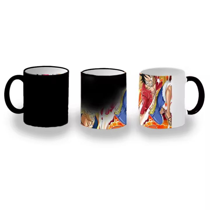 TAZA MÁGICA LUFFY VS GOKU ANIME SHONEN magic mug battle onepiece dragonball - 1