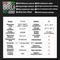 ANENG TH104 Gun Termómetro Infrarrojo Portátil -50~550℃ Con Sensor De Láser Y Pantalla VA Medidor De Temperatura Térmico Imagen Térmica Herramienta Pyrometer - details 15