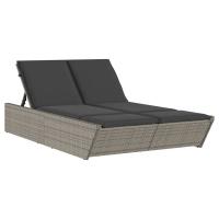 vidaXL Tumbona doble con cojines ratán sintético Negro, Marrón, Gris Sillas de Exterior Ideal para jardín, playa, piscina, terraza Tumbona Piscina Tumbonas Playa Tumbonas Jardín Exterior - details 3