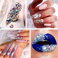 Juego De Uñas Con Cristales AB De Tamaños Variados Rhinestones De Fondo Plano Y Diamantes Transparentes Para Decoración De Uñas DIY - details 7